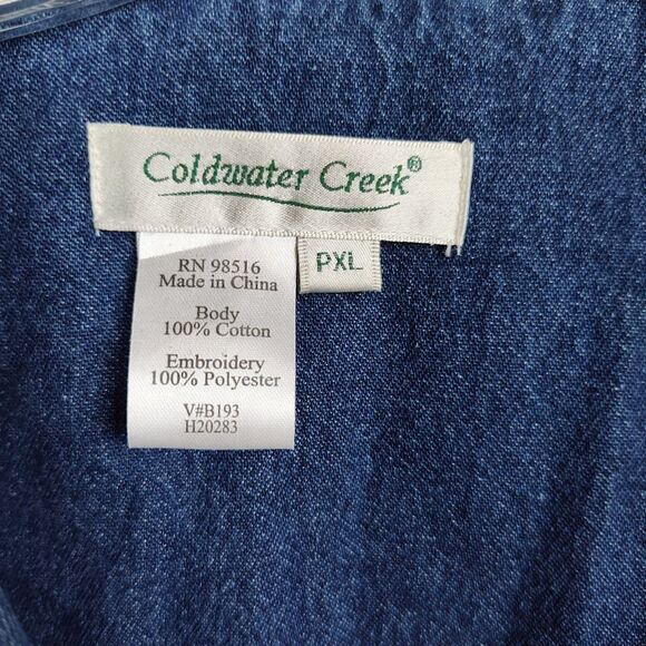 Coldwater Creek Snap-Up Denim Jacket Women's Petite XL Embroidered Floral - Picture 7 of 10